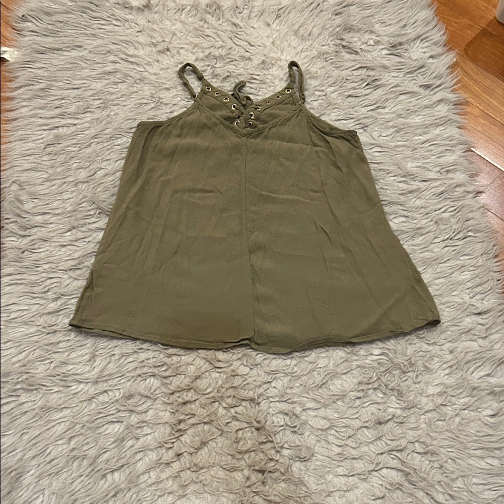 Doe And Rae Olive Green Front Lace-Up Tank Top - Picture 5 of 5
